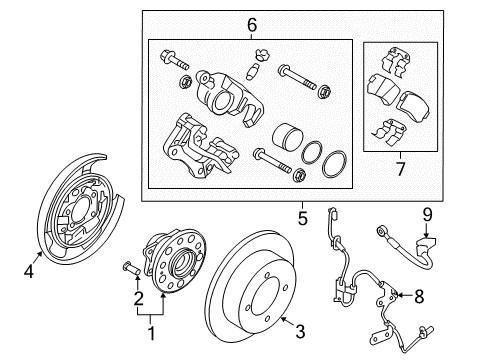 2017 Hyundai Azera Rear Brakes Brake Assembly-RR Wheel Diagram for 58210-3V500