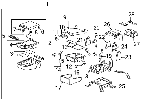 2009 GMC Sierra 1500 Front Seat Components Seat Asm-Front Center *Titanium Diagram for 15903929