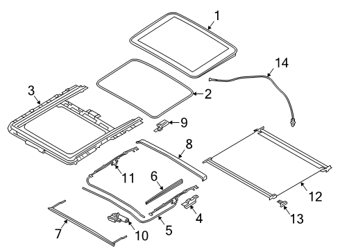 2021 BMW M340i Sunroof END CAPS FRAME Diagram for 54108737868