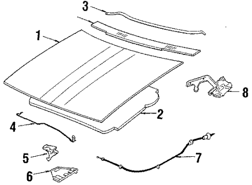 1984 Oldsmobile Firenza Hood & Components Cable, Hood Primary Latch Release Diagram for 14067057