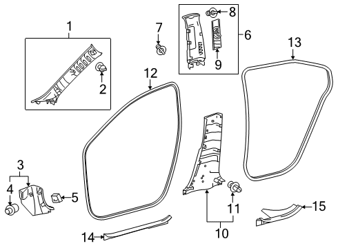 2022 Toyota Corolla Interior Trim - Pillars Windshield Pillar Trim Diagram for 62220-12180-A0