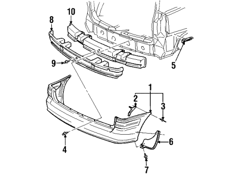1998 Oldsmobile Silhouette Rear Bumper Shield Diagram for 10277078
