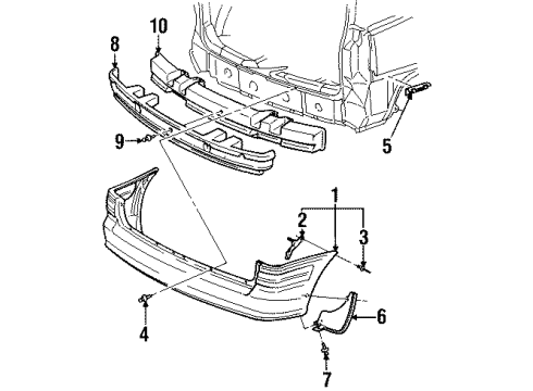 1998 Oldsmobile Silhouette Rear Bumper Shield-Rear Bumper Fascia Splash Diagram for 10276512