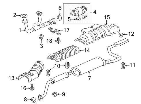 2013 Honda Odyssey Exhaust Components Rubber, Exhaust Mounting Diagram for 18215-SHJ-A01