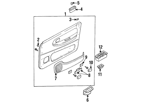 1996 Kia Sportage Front Door Bracket A/P Handle LH Diagram for 0K04L68440B