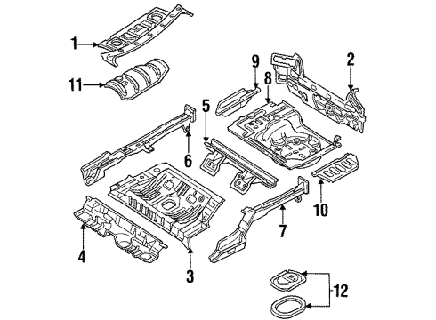 1997 Kia Sephia Rear Body Panel, Floor & Rails Panel Assembly-Center, Floor Diagram for 0K24A53720