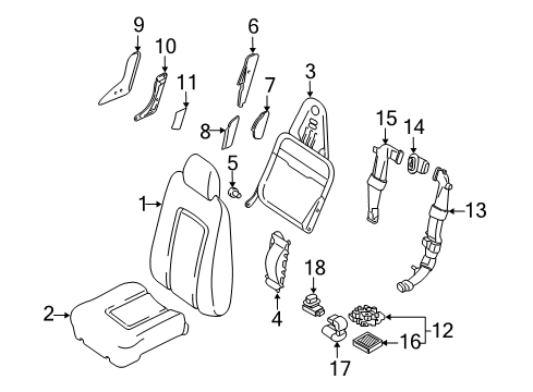 2004 Ford Expedition Front Seat Components Seat Cushion Pad Diagram for 3L1Z-7862900-DBA