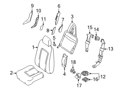 2005 Ford Expedition Front Seat Components Seat Cushion Pad Diagram for 6L1Z-7862900-AA