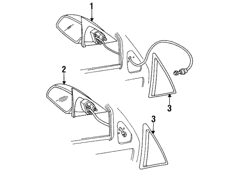 1993 Buick Skylark Outside Mirrors Mirror Kit, Outside Rear View(W/Case) LH Diagram for 22573349