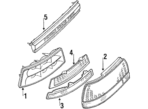 1990 Pontiac Grand Prix Combination Lamps Lens Diagram for 16508935