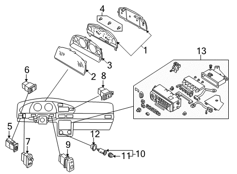 2001 Nissan Altima Instruments & Gauges Speedometer Instrument Cluster Diagram for 24810-1Z310