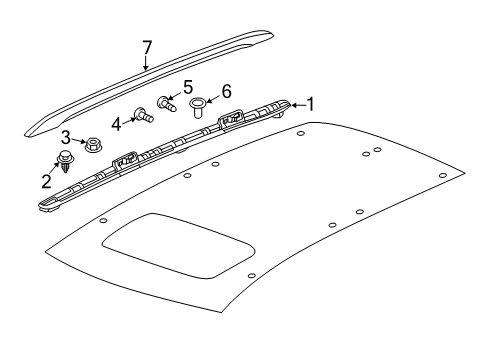 2019 Acura MDX Luggage Carrier Cover, Driver Side Roof Rail Diagram for 75262-TZ6-C01