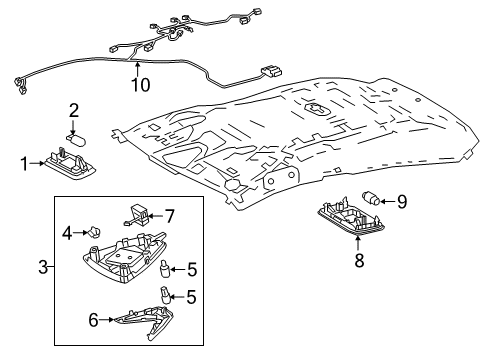 2018 Toyota C-HR Electrical Components - Roof Vanity Lamp Diagram for 81340-F4010