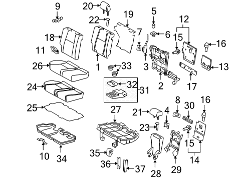 Diagram for 2013 Toyota 4Runner Second Row Seats 