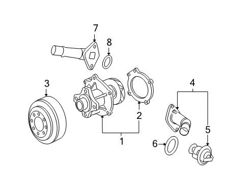 2007 Hummer H3 Cooling System, Radiator, Water Pump, Cooling Fan Pulley Diagram for 24576970