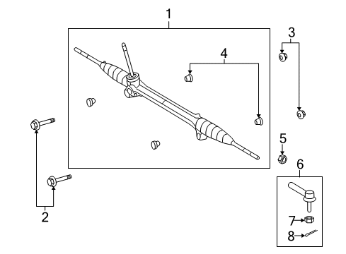 2010 Pontiac Vibe Steering Column & Wheel, Steering Gear & Linkage Bolt, Steering Gear Diagram for 88972730