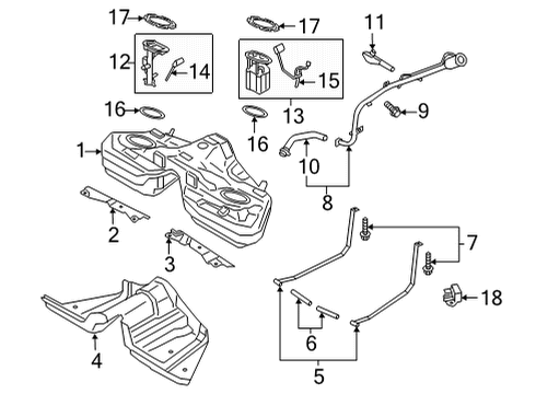 2020 Ford Mustang Fuel System Components Filler Pipe Diagram for JR3Z-9034-A