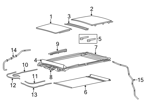 2020 Jeep Grand Cherokee Sunroof Tube-Cable Guide Diagram for 68081074AA