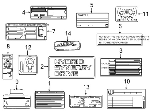 2017 Toyota Camry Information Labels Tire Pressure Label Diagram for 42661-06722