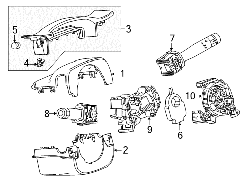 2016 Cadillac CTS Shroud, Switches & Levers Upper Column Cover Diagram for 22848373