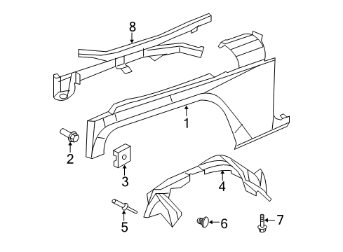 2017 Jeep Wrangler Fender & Components Shield-Splash Diagram for 55157116AI