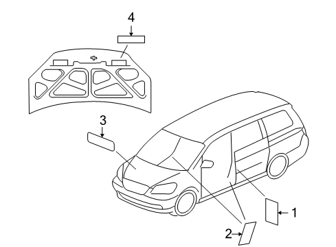 2009 Honda Odyssey Information Labels Label, Fuse (Driver Side) Diagram for 38205-SHJ-A02
