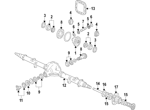 2019 Ford F-350 Super Duty Rear Axle, Differential, Propeller Shaft Inner Pinion Cup Diagram for HC3Z-4616-B