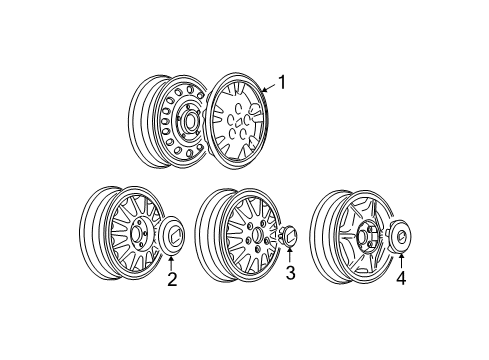 1998 Buick Regal Wheel Covers & Trim Hub Cap ASSEMBLY Diagram for 9593601