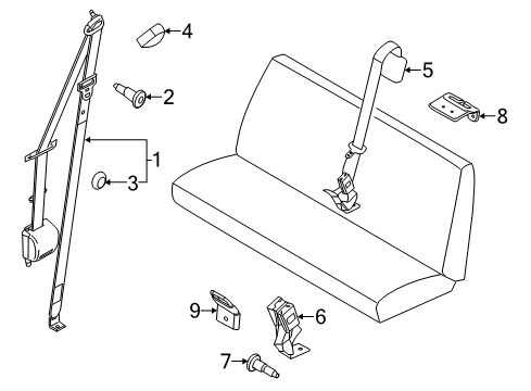 2008 Ford E-350 Super Duty Seat Belt Belt Guide Diagram for 8C2Z-74613D10-A