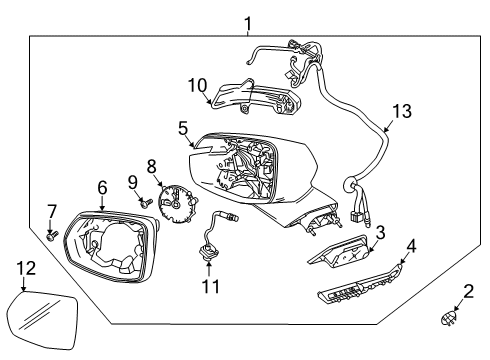 2020 Cadillac XT6 Outside Mirrors Mirror Assembly Gasket Diagram for 84645280