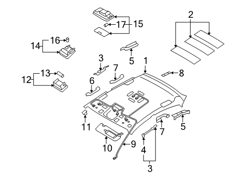 2009 Hyundai Elantra Interior Trim - Roof Room Lamp Assembly Diagram for 92850-2H000-4W