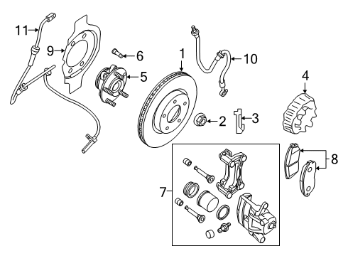 2020 Nissan Maxima Brake Components Baffle Plate Diagram for 41151-4RA0A