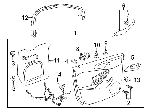 2016 Chevrolet Cruze Interior Trim - Front Door Upper Molding Diagram for 84326108