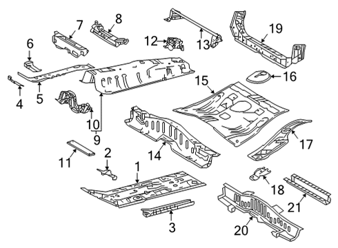 2022 Toyota Corolla Cross Floor & Rails Front Floor Pan Hole Cover Diagram for 55129-02080