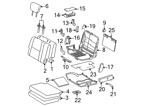Diagram for 2004 Toyota 4Runner Rear Seat Components 