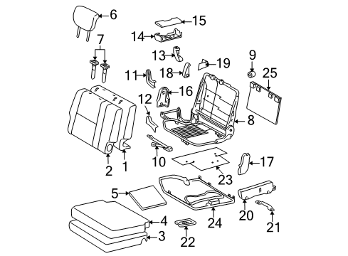 2008 Toyota 4Runner Rear Seat Components Headrest Diagram for 71970-35011-B3