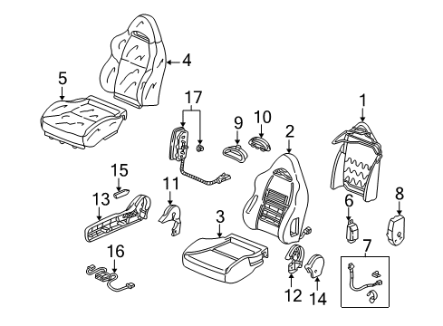 2006 Acura RSX Front Seat Components Pad, Right Front Seat Cushion Diagram for 81137-S6M-A02