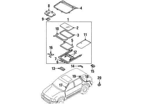 2001 Isuzu Rodeo Sunroof Weatherstrip, Sunroof Diagram for 8-97177-442-0
