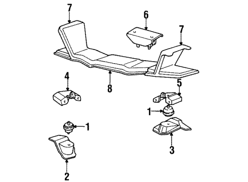 1996 Ford F-150 Engine & Trans Mounting Mount Bracket Diagram for F4TZ6029A