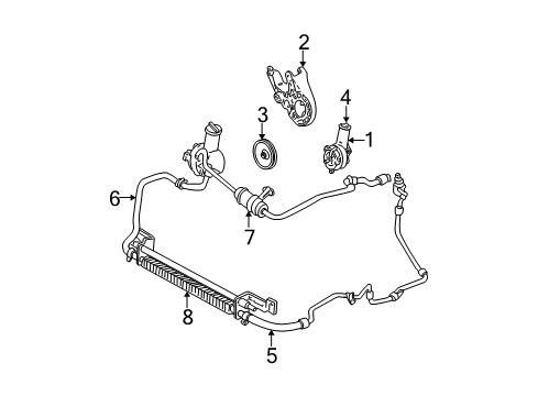 2004 Ford Taurus P/S Pump & Hoses, Steering Gear & Linkage Power Steering Pump Diagram for YF1Z-3A674-DBRM