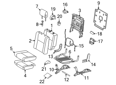 2022 Toyota Sequoia Third Row Seats Seat Back Panel Diagram for 71701-0C010-B0