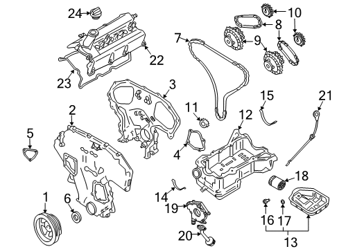 2003 Infiniti G35 Filters Oil Pan Assembly Diagram for 11110-CD000