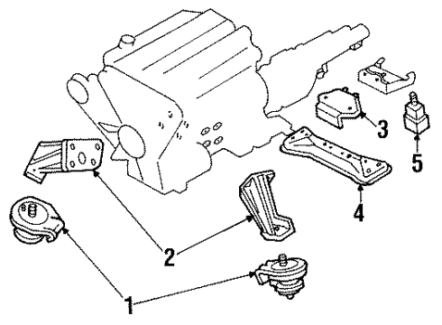 1990 Nissan 300ZX Engine & Trans Mounting Engine Mount Member Assembly, Rear Diagram for 11330-40P00