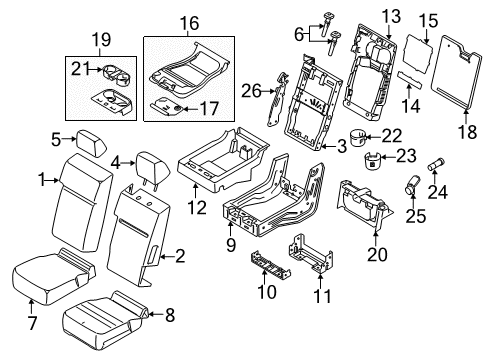 2019 Ford F-250 Super Duty Front Seat Components Retainer Diagram for HC3Z-28624A14-A