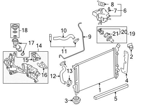 2007 Chevrolet Uplander Radiator & Components Lower Hose Diagram for 19130236
