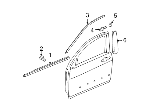 2007 Acura TL Exterior Trim - Front Door Molding Assembly, Right Front Door (Black) Diagram for 72410-SEP-A01ZA