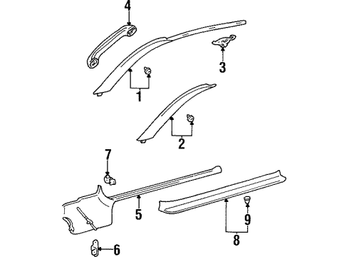 1998 Toyota Supra Interior Trim - Pillars, Rocker & Floor Pillar Trim Diagram for 62220-14090-C0