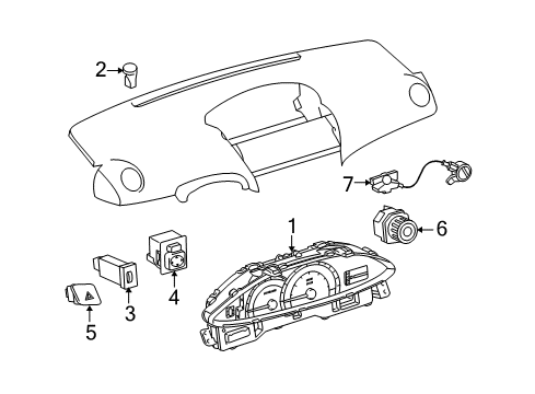 2009 Toyota Yaris Switches Cluster Assembly Diagram for 83800-52S30