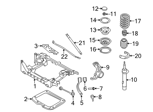 2007 BMW 328xi Front Suspension Components, Lower Control Arm, Stabilizer Bar Front Left Suspension Strut Diagram for 31316779983