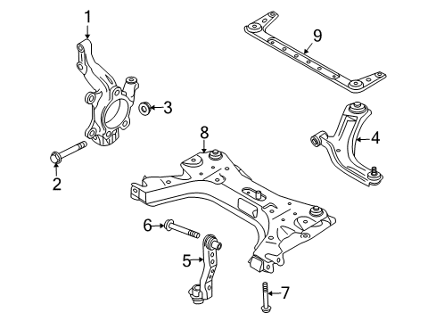 2007 Nissan Versa Front Suspension Components, Lower Control Arm, Stabilizer Bar Bolt Diagram for 54459-EW04A
